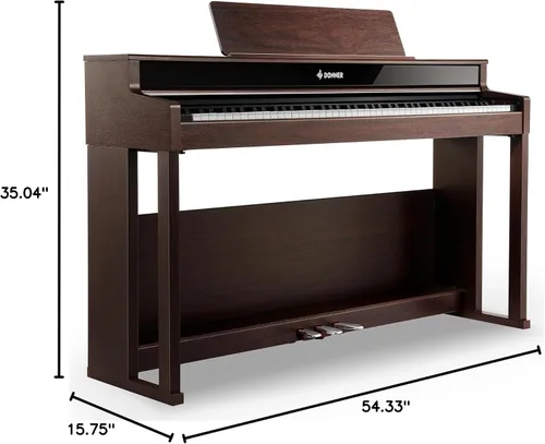 Miniatura 10 de Donner DDP-400 - Piano digital con teclado progresivo ponderado de 88 teclas, teclado de piano vertical premium para profesionales, paquete