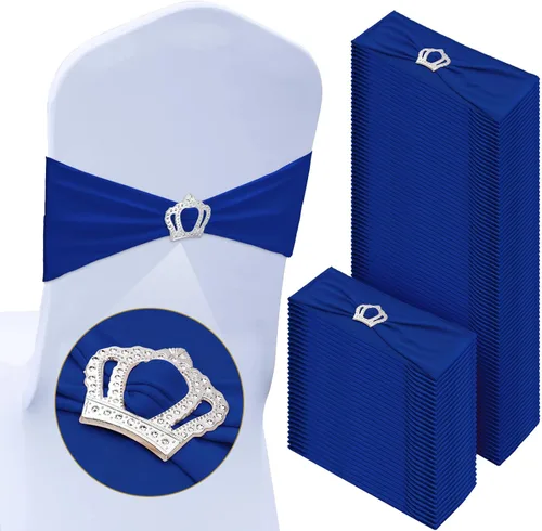 Miniatura 8 de VitalCozy 100 piezas de cintas elásticas de elastano para sillas con hebilla deslizante en forma de corona, bandas elásticas para sillas, lazos