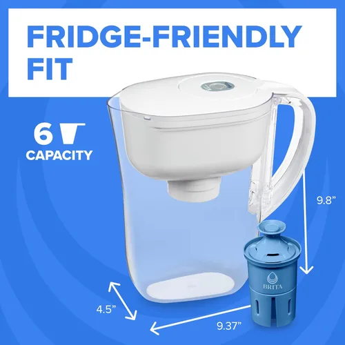 Miniatura 7 de Brita Jarra de agua, filtro Metro Elite, elimina el 99% del plomo, incluye 1 filtro, capacidad para 6 tazas, color blanco
