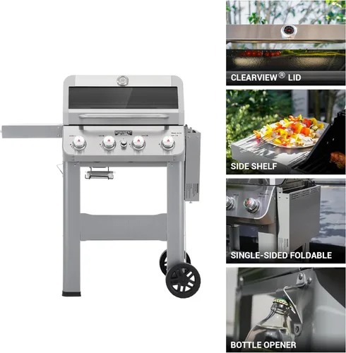 Miniatura 3 de Monument Grills Mesa400MF Mesa400MF - Parrilla de gas propano líquido de 4 quemadores, parrilla de acero inoxidable plateado para patio al aire