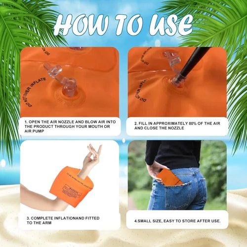 Miniatura 7 de 10Leccion Paquete de 2 flotadores inflables para brazos para niños pequeños, alas de agua inflables para niños, bandas de brazo de natación