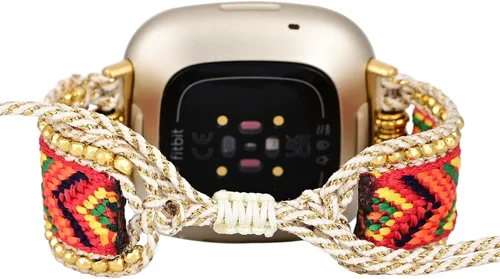 Miniatura 7 de Correa de nailon trenzada estilo bohemio retro compatible con Fitbit Versa 3/Versa 4/Sense 2/Fitbit Sense Bandas para mujeres y hombres, correa