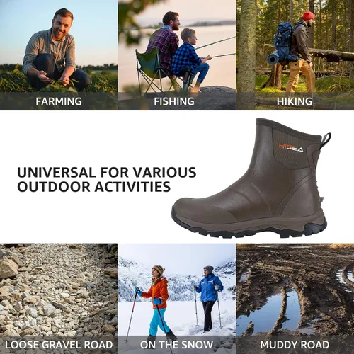 Miniatura 6 de HISEA Excursion Pro Men's Rain Boots Ankle Height Rubber Neoprene Hunting Boots Waterproof Insulated Outdoor Work Booties for Hunting Gardening