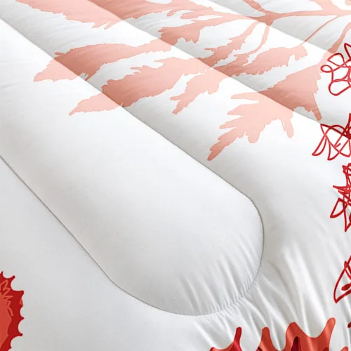 Miniatura 3 de Suncloris Juego de edredón coral océano para niños y adultos, edredón tamaño Queen con temática de hipocampo tropical rojo con 2 fundas de almohada