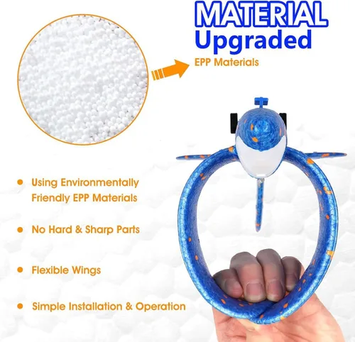 Miniatura 5 de Paquete de 3 lanzadores de aviones de juguete para niños, planeador de espuma ligera LED con lanzador de avión para jugar al aire libre, juguete