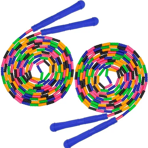 Miniatura 11 de Coolrunner Cuerda de saltar de 16 pies de largo (paquete de 2), cuerda de saltar holandesa doble, cuerda de saltar con cuentas suaves para niños