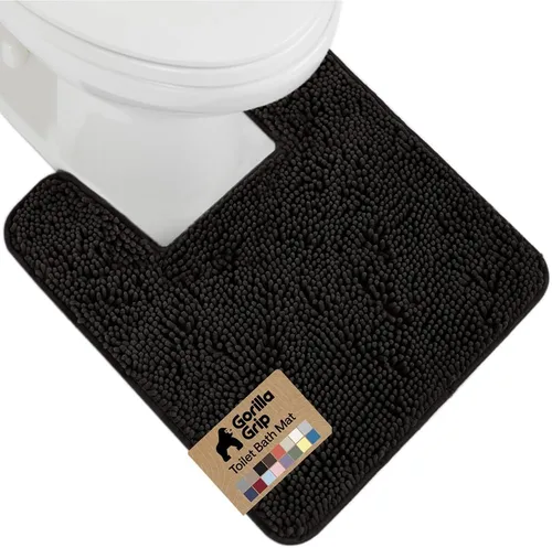 Miniatura 58 de Gorilla Grip - Tapete de baño afelpado, absorbente, peludo, de felpilla, para base de inodoro cuadrada, reverso de goma, suave, de microfibra, claro