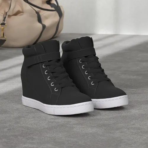 Miniatura 2 de Athlefit - Tenis de mujer con agujetas y cuña Alta moda, Botines al tobillo