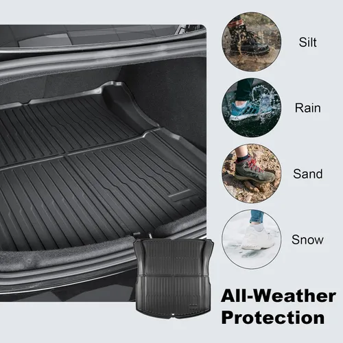 Miniatura 3 de Alfombrilla de maletero para Tesla Model 3 2026, protector de maletero de TPE duradero para todo tipo de clima, forro de carga trasero impermeable