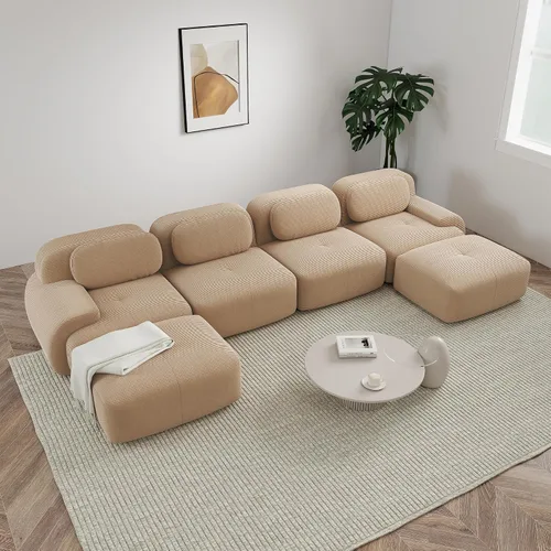 Miniatura 20 de Sofá modular sin hueso de 117 pulgadas, sofá modular en forma de L para sala de estar, sofá comprimido con asiento profundo, sofá nube de pana