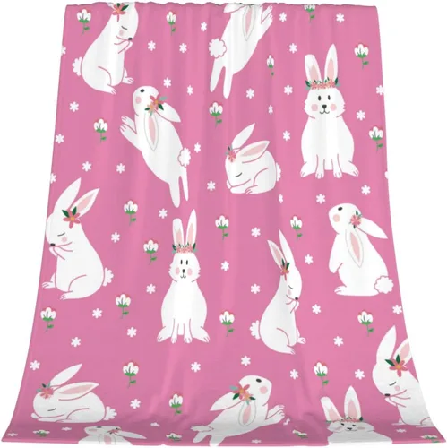 Miniatura 11 de Manta de Pascua y primavera, manta de felpa acogedora y suave para sofá, cama, sofá, viajes, campamento para adultos/niños, color azul y blanco