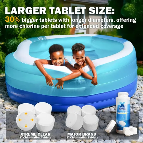 Miniatura 4 de XtremeClear Tabletas de Cloro de 1" para Piscina, Jacuzzi y Spa Elimina Bacterias y Algas Desinfectante Hace el Agua Limpia y Cristalina