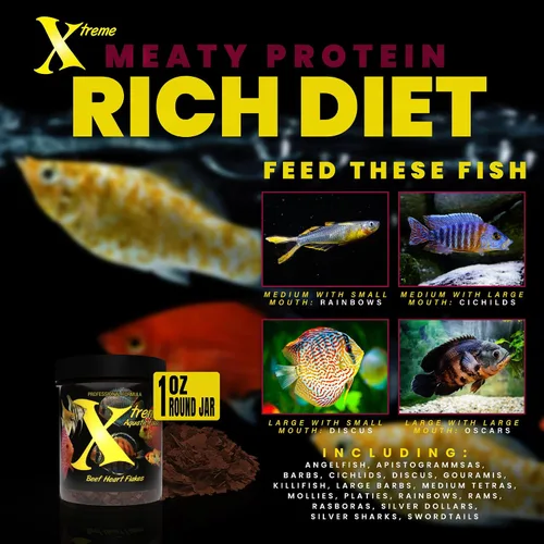 Miniatura 3 de Xtreme Beef Heart Flakes - Alto contenido en proteínas, rico en nutrientes para peces tropicales y de agua dulce, apoya el crecimiento, mejora