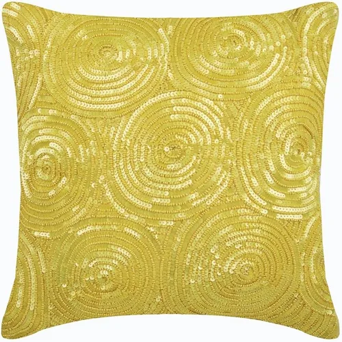 Miniatura 8 de The HomeCentric Funda de almohada, funda de almohada dorada para sofá, funda de almohada con lentejuelas en espiral, 20 x 20 pulgadas