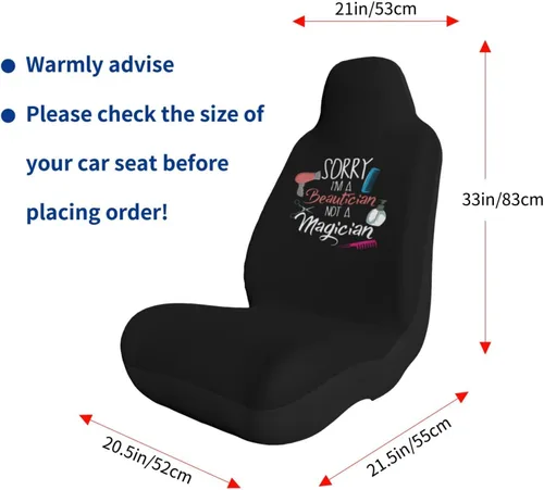 Miniatura 5 de Juego de 2 fundas universales para asiento de coche con texto en inglés "I A Hair Stylist Not A Magician" para camión, SUV, color negro