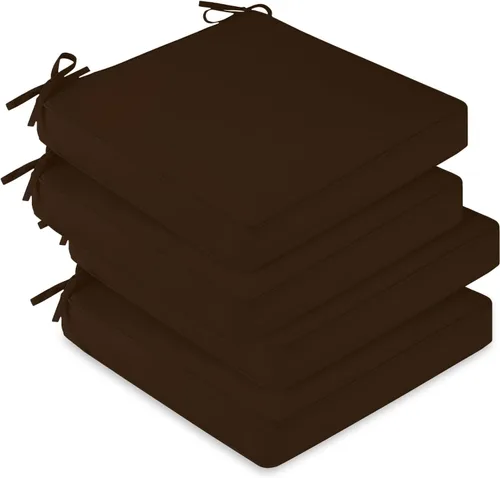 Miniatura 12 de downluxe Juego de 2 cojines impermeables para sillas de exterior, 19 x 19 x 3 pulgadas, cojines para sillas de patio con lazos y mango Marrón