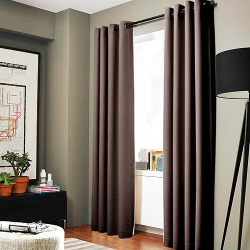 Miniatura 23 de Gorgeous Home - Panel de cortina de ventana de lino K92 de 1 pieza, liso, con ojales de bronce, 3 capas de forro de espuma, 100% térmica