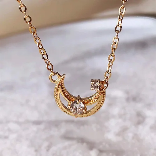 Miniatura 4 de Collar para mujer, collar con dije delicado de moda, luna, estrella, planeta, mariposa, cola de sirena y corazón, collar de cadena, regalo