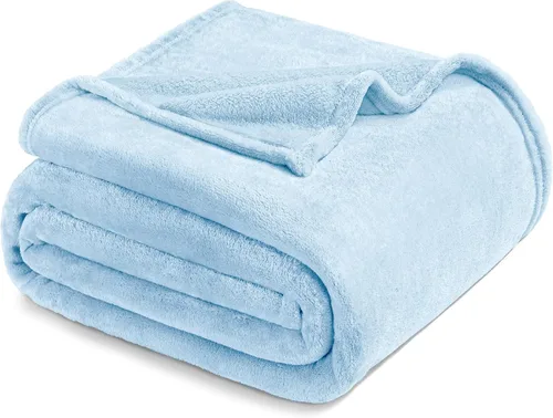 Miniatura 74 de Exclusivo Mezcla Manta de vellón para sofá, cama, súper suave y cálida, para uso en todas las estaciones, acogedora, afelpada, ligera, azul hielo