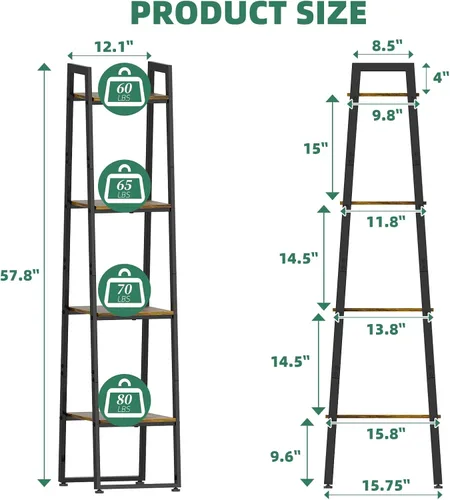 Miniatura 8 de Simple Trending - Soporte de metal alto de 4 niveles con luz de crecimiento, estante de escalera resistente para plantas de interior, soporte
