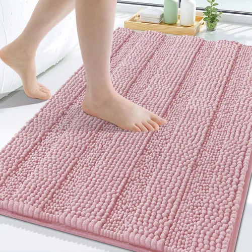 Miniatura 274 de Grandaily Alfombras de baño de felpilla a rayas de 24 x 16 pulgadas, extra gruesas y suaves, absorbentes, parte trasera de goma, alfombra de ducha