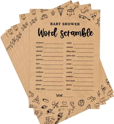 Miniatura 11 de GardenCity 50 tarjetas de juego de peleas familiares para baby shower, divertidos juegos de baby shower para niños o niñas, género neutro, papel