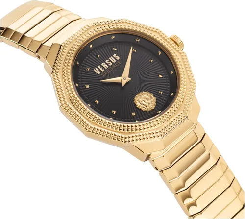 Miniatura 3 de Versus Versace Paradise Cove Collection Reloj de lujo para mujer con una pulsera de oro con una caja de oro amarillo IP y esfera negra, Oro, Cala