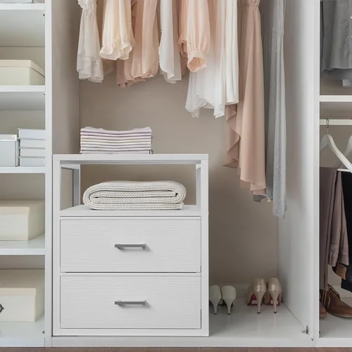Miniatura 5 de BOLUO Cajones de armario blancos con estante abierto para organizadores de armario y almacenamiento de dormitorio, dormitorio, moderno, grande