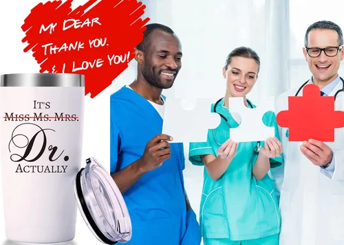 Miniatura 6 de AMZUShome Vaso de viaje con texto en inglés "It's Miss Ms Mrs Dr Really Mug.Doctor, Doctor Retirement, Medical School Graduations", Blanco