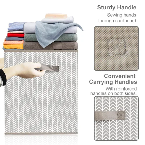Miniatura 5 de Caja organizadora de juguetes para niños y niñas, contenedor grande de almacenamiento de tela plegable con tapa abatible y asas para ropa, manta