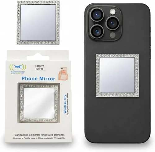 Miniatura 14 de Wireless City Espejo de teléfono con forma de corazón, espejo de maquillaje con diamantes de oro rosa con circonita cúbica, 2.2 in, ideal