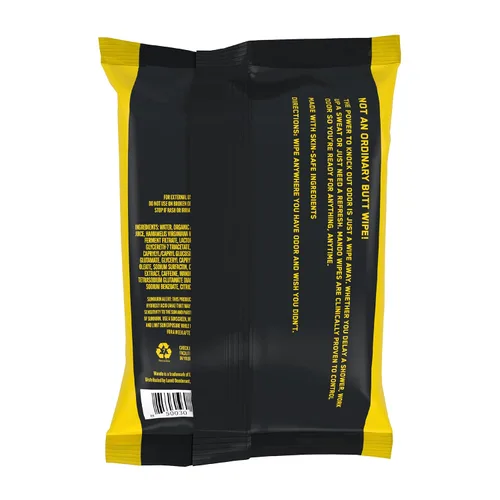 Miniatura 2 de Toallitas desodorantes Mando - Control de olor 24 horas - Sin aluminio, sin bicarbonato de sodio, seguro para la piel (15 unidades (Paquete de 3))