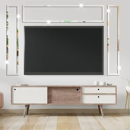 Miniatura 5 de Calcomanías de pared de espejo acrílico, espejo a rayas 3D para sala de estar, calcomanías de pared de línea extraíble, calcomanías de pared