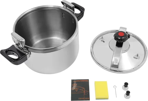 Miniatura 9 de Olla a presión de acero inoxidable de 27.5 cuartos de galón, gran capacidad, abrazadera de olla a presión comercial, válvulas dobles para uso