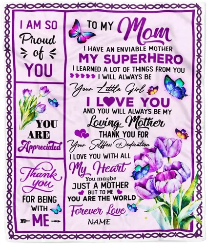 Miniatura 20 de Manta de vellón personalizada con texto en inglés «To My Mom», diseño de girasol de hija e hijo, carta de amor con texto en inglés «You are the