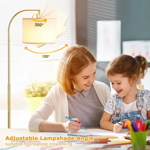 Miniatura 6 de Ambimall - Lámpara de pie de arco con control remoto y bombilla regulable continua, temperatura de colores y brillo ajustables, lámparas de pie