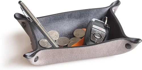 Miniatura 7 de Main Street Forge Bandeja de valet de cuero para hombre, organizador rústico EDC para llaves, teléfono y cartera, fabricado en Estados Unidos