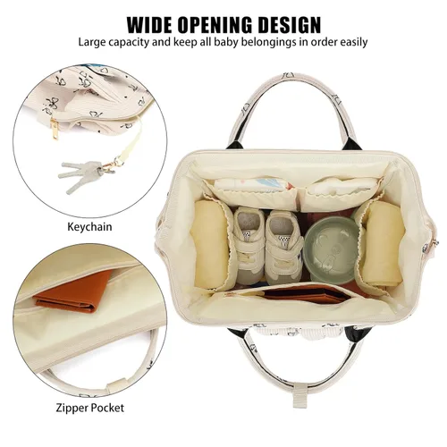 Miniatura 5 de Mochila para pañales de bebé para mamá, bolsa de pañales de gran capacidad para viajes para niños y niñas con correas para cochecito
