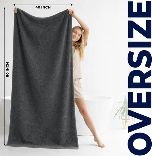 Miniatura 251 de DAN RIVER Paquete de 2 sábanas de baño de 35x70 pulgadas, sábanas de baño jumbo acanaladas para adultos, toallas grandes gruesas y absorbentes