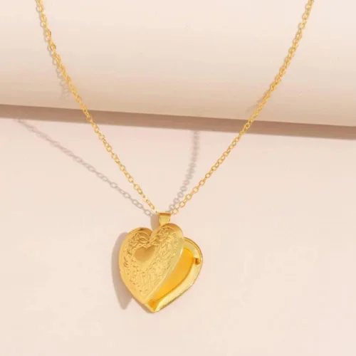 Miniatura 4 de yaozeio Collar de medallón dorado con medallón de imagen para mujeres que sostienen fotos fotos en forma de corazón, collar con colgante de medallón