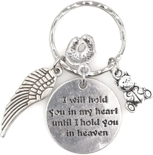 Miniatura 10 de Llavero con texto en inglés "I Will Hold You in My Heart Until I Hold You in Heaven Angel Wing Family Charm Veterans Luurn Grief Sympathy