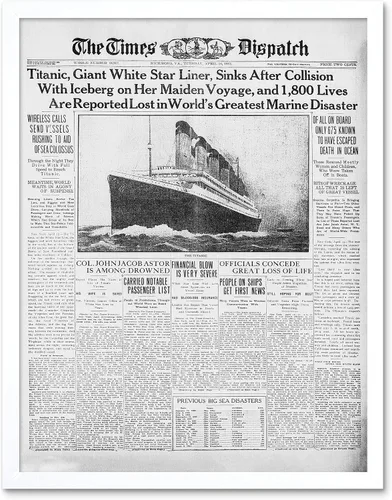 Miniatura 8 de Póster enmarcado de 12 x 16 pulgadas, diseño de catástrofe del Titanic Disaster 1912 Times