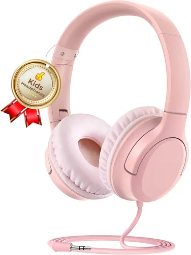 DyBaxa Auriculares para niños, auriculares plegables con cable para niños, limitador de volumen de 94 dB, auriculares para niños para clases