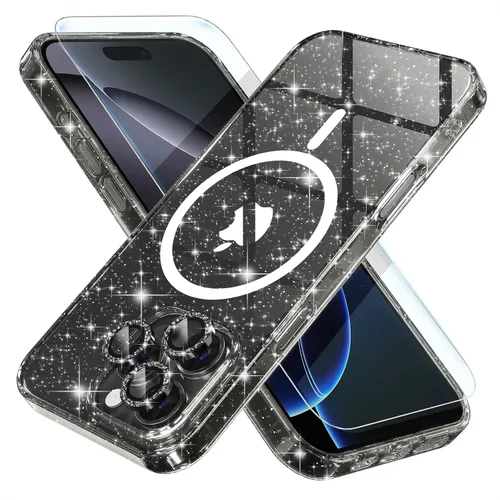 Miniatura 18 de Choiche Funda magnética para iPhone 15 Pro Max, funda transparente con purpurina brillante para mujer