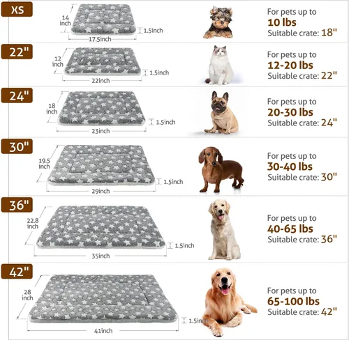 Miniatura 5 de Mora Pets Cama para Perros Almohadilla para Jaula Cama Ultra Suave para Mascotas con Bonito Estampado de Estrellas Alfombrilla Lavable para Jaula