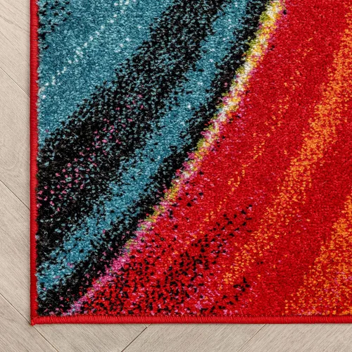 Miniatura 4 de Well Woven- Alfombra de pelo largo con diseño geométrico multicolor, arte abstracto y moderno en pintura, contemporáneo, no se deshilacha, ideal