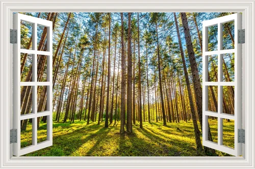 Miniatura 26 de Calcomanía de pared falsa para ventana, atardecer de verano, paisaje marino, océano, playa, póster de ventana falsa para decoración de pared