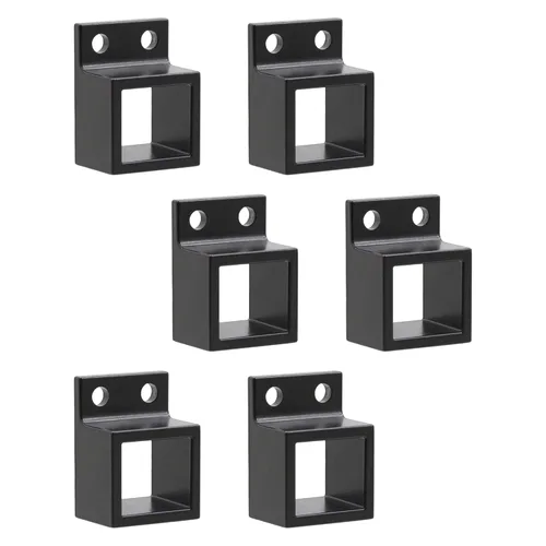 Miniatura 2 de Soporte de pared estándar para valla de aluminio, 1 x 1 1/8 pulgadas para rieles, soportes de riel residencial, color negro, paquete de 6