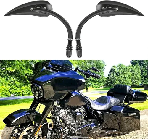 Miniatura 12 de 8mm 10mm Espejos Mini para Motocicleta Negros Compatibles con Honda Suzuki Harley Road King Street Electra Glide Road Glide Dyna Softail Retrovisor