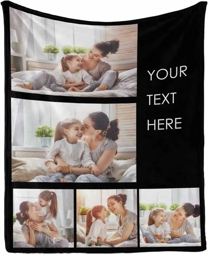 Miniatura 30 de InterestPrint Manta personalizada con texto y fotos, collage, regalo personalizado para cumpleaños, aniversario, boda, regalo personalizado